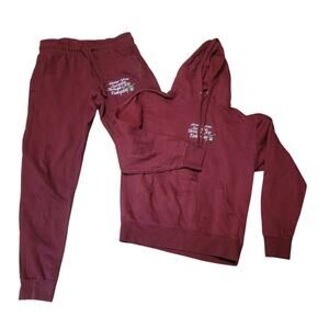 Vintage HUSTLE Crowned Gorilla Motivational Tracksuit Set Maroon S USA